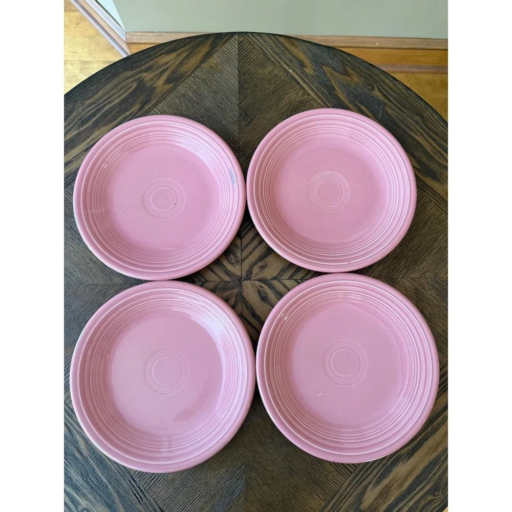 Vintage Fiesta Rose Pink Salad Plates Set of 4 Homer Laughlin 7.25 Inch